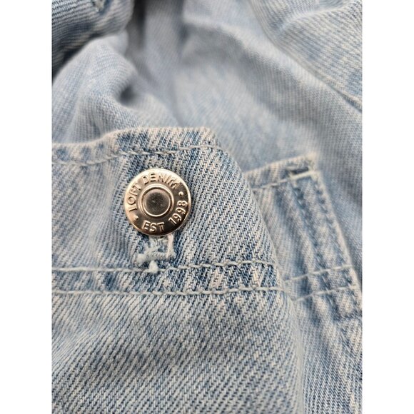 Belted Denim Romper silver buttons/snaps boho cottagecore beach wear nautical - Picture 5 of 7